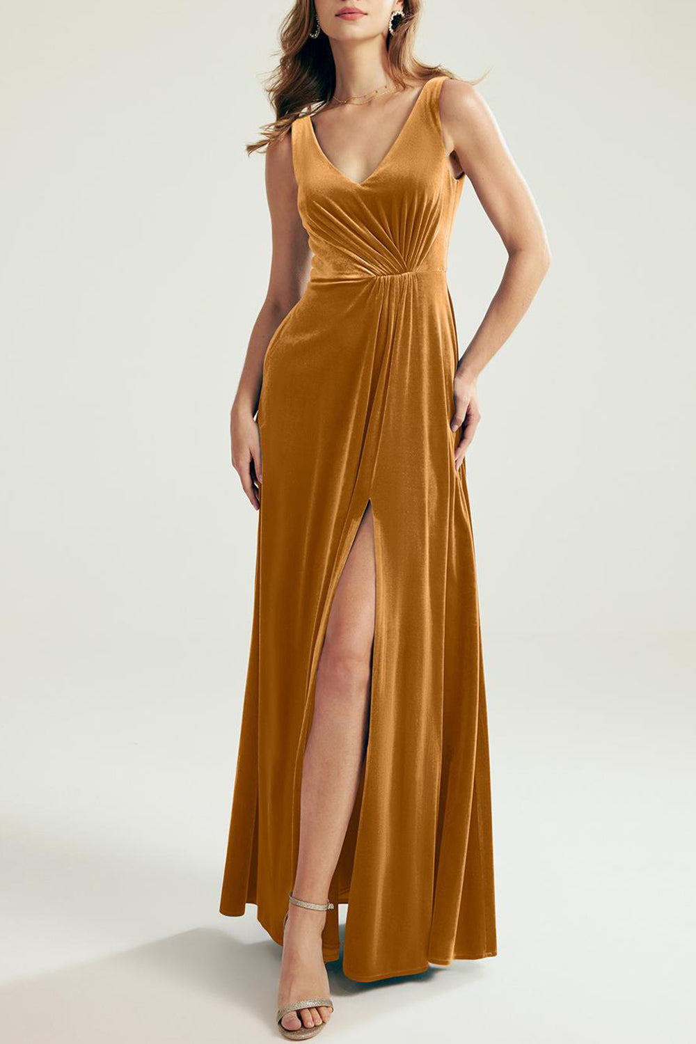 Velvet V-Neck Sleeveless Bridesmaid Dress| Plus Size | 60+ Colors KF Bridal Velvet V-Neck Sleeveless Bridesmaid Dress| Plus Size | 60+ Colors KF Bridal