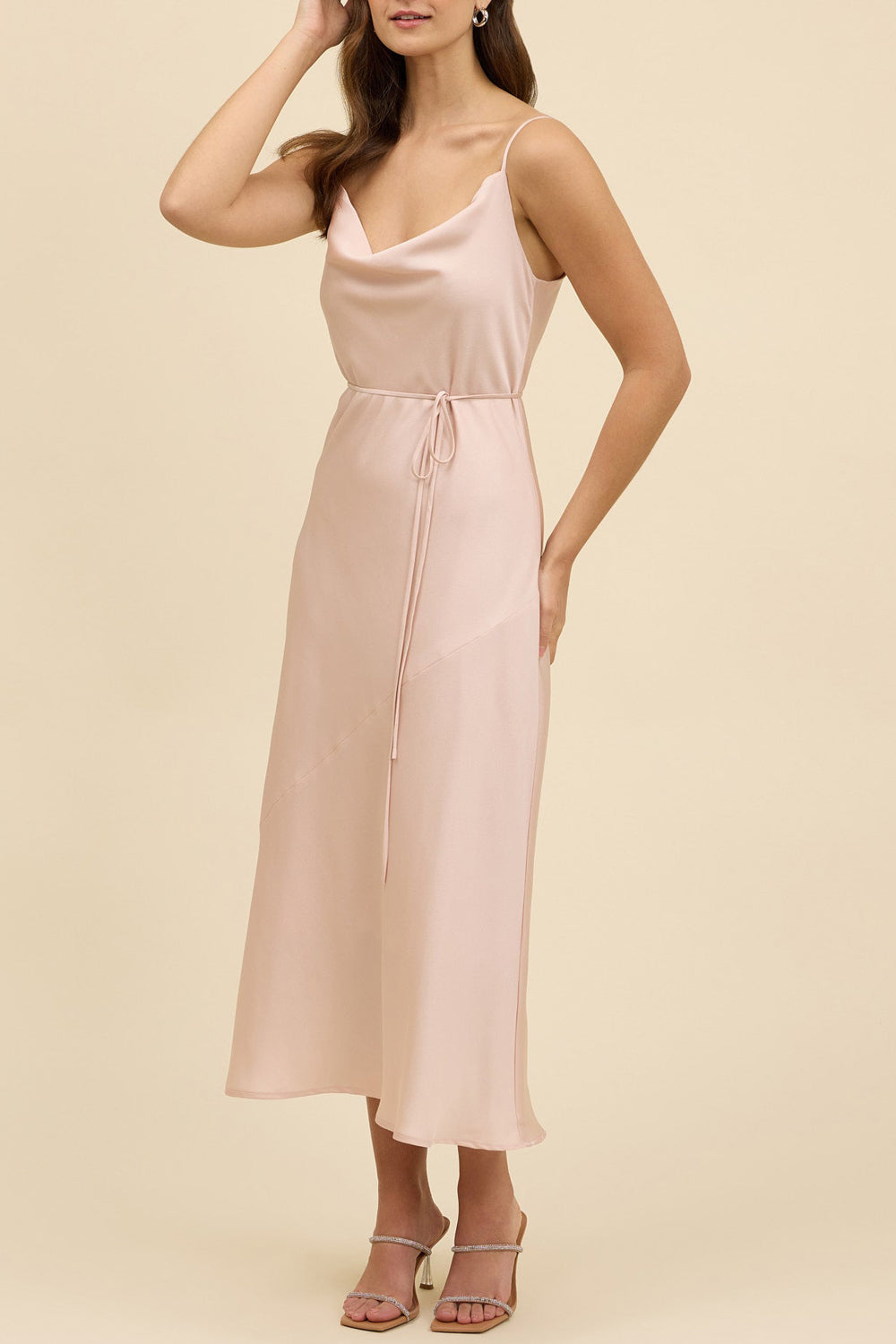 Stretch Satin Cowl Neck Sleeveless Bridesmaid Dress| Plus Size | 60+ Colors