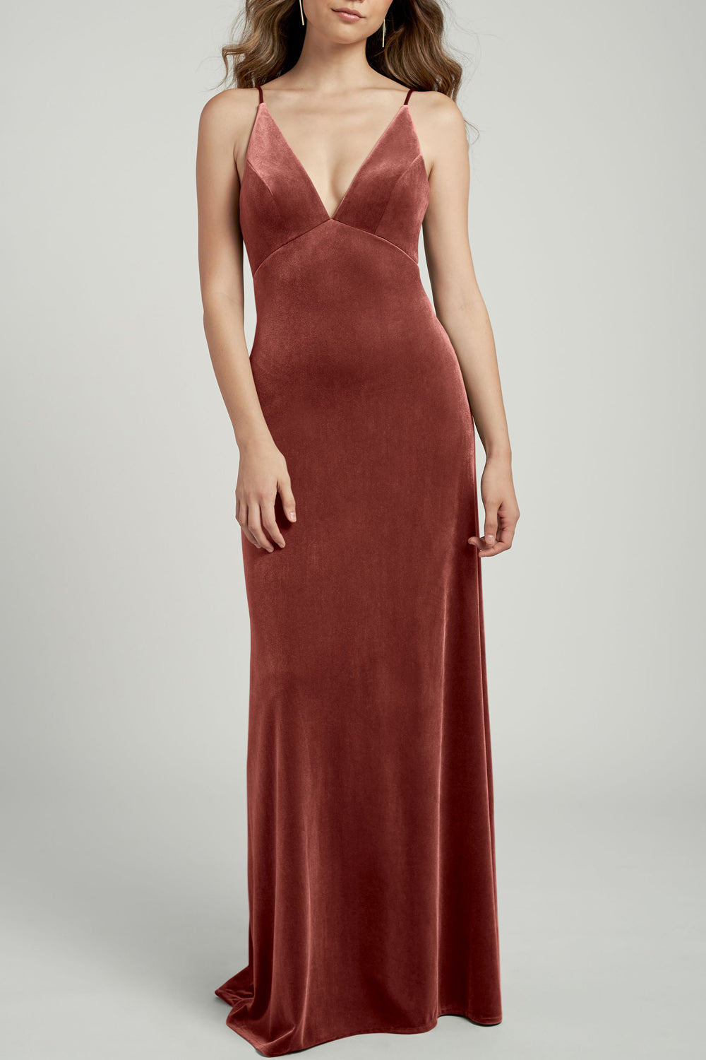 Velvet V-Neck Sleeveless Bridesmaid Dress| Plus Size | 60+ Colors  KF  Bridal
