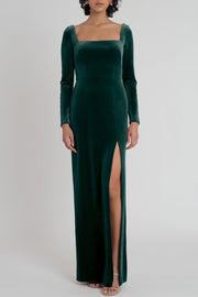 Velvet Boat Neck Sleeveless Bridesmaid Dress| Plus Size | 60+ Colors