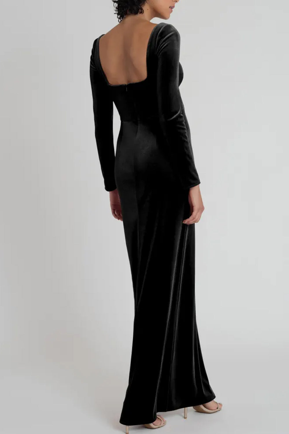 Velvet Boat Neck Long Sleeves Bridesmaid Dress| Plus Size | 60+ Colors