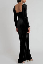 Velvet Boat Neck Long Sleeves Bridesmaid Dress| Plus Size | 60+ Colors
