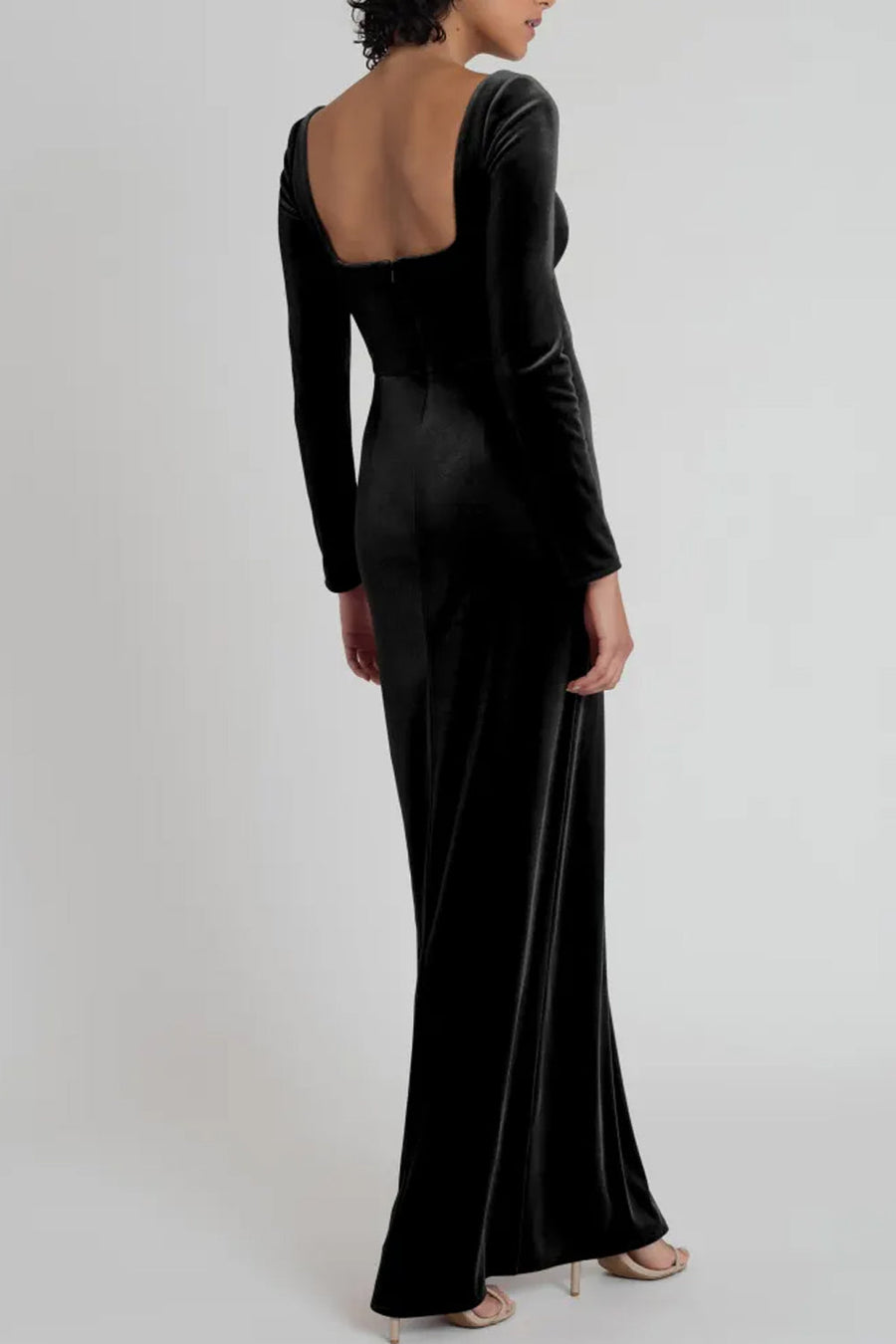 Velvet Boat Neck Long Sleeves Bridesmaid Dress| Plus Size | 60+ Colors