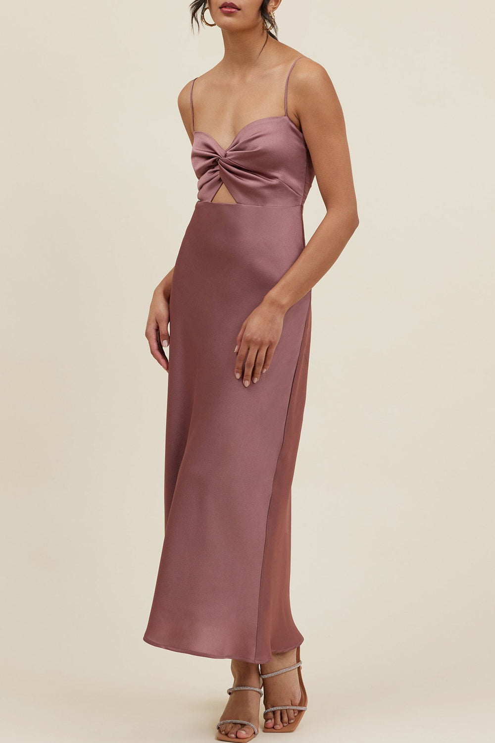 Stretch Satin Jewel Neck Sleeveless Bridesmaid Dress| Plus Size