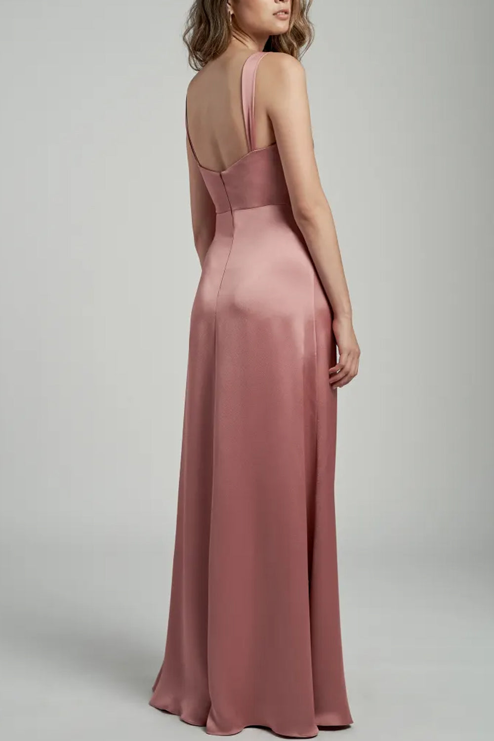 Stretch Satin Jewel Neck Sleeveless Bridesmaid Dress| Plus Size | 60+ Colors