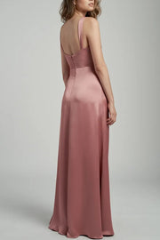 Stretch Satin Jewel Neck Sleeveless Bridesmaid Dress| Plus Size | 60+ Colors