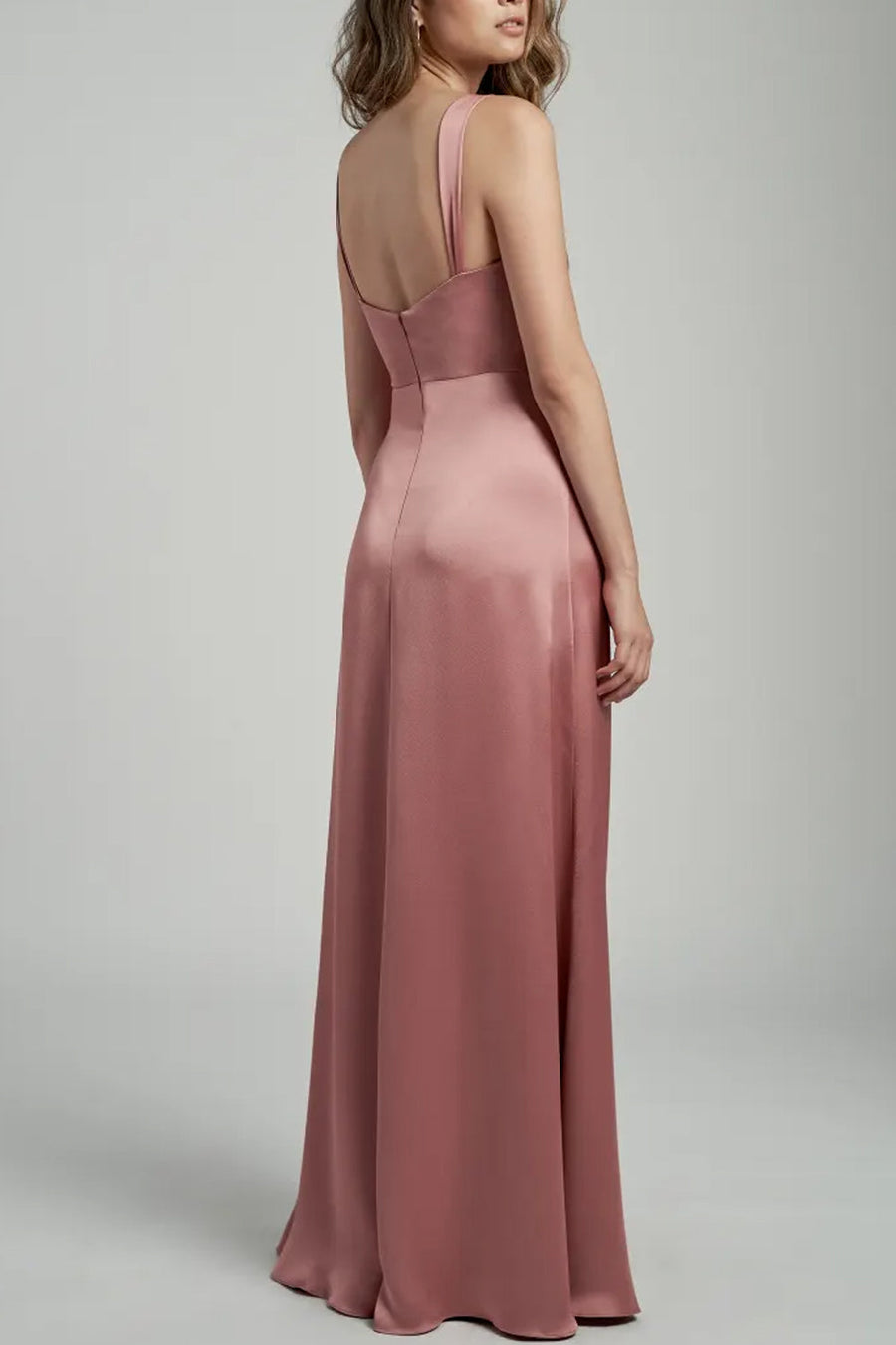 Stretch Satin Jewel Neck Sleeveless Bridesmaid Dress| Plus Size | 60+ Colors
