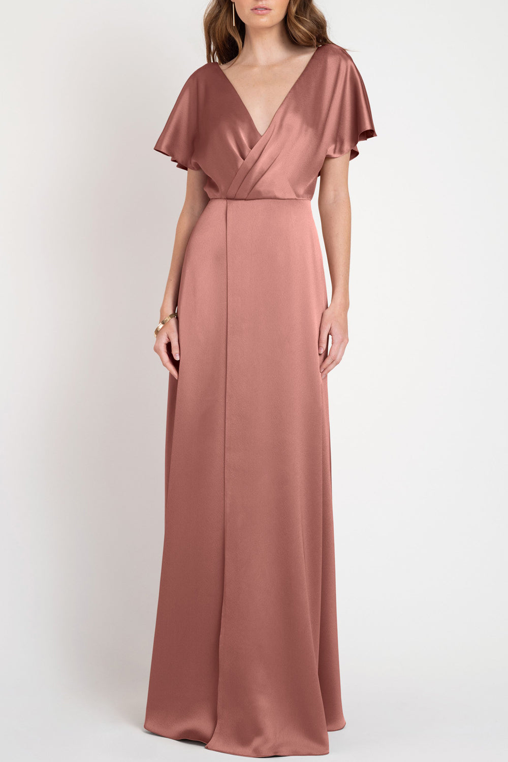 Stretch Satin V-Neck Half Sleeves Bridesmaid Dress| Plus Size | 60+ Colors KF Bridal Stretch Satin V-Neck Half Sleeves Bridesmaid Dress| Plus Size | 60+ Colors KF Bridal