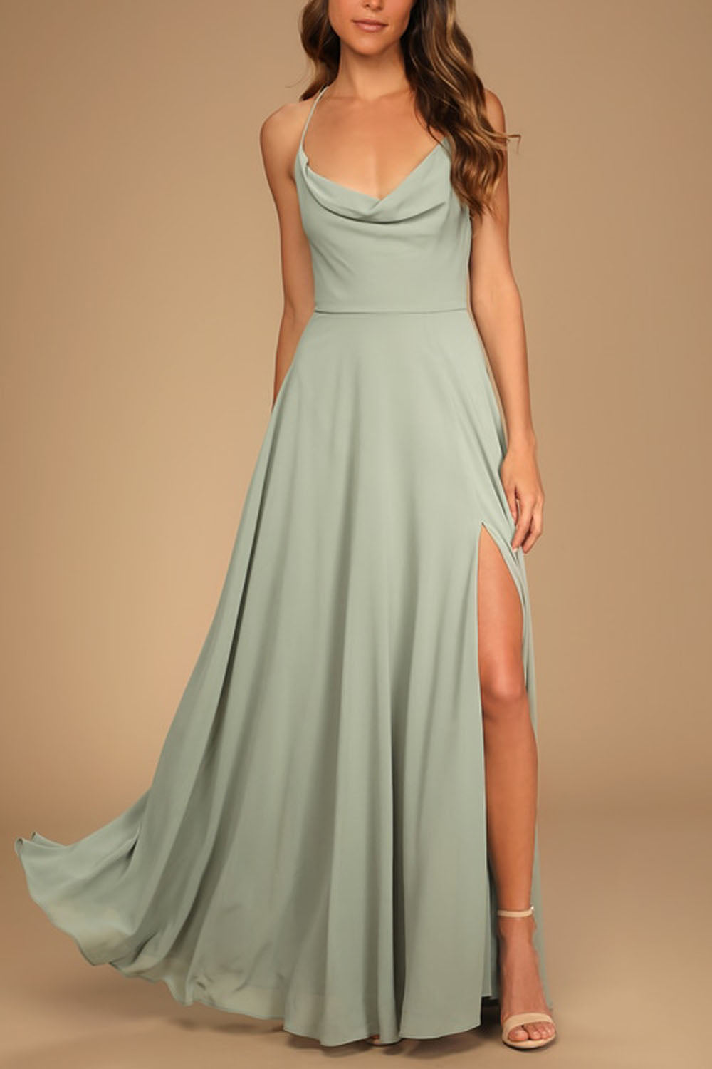 Stretch Satin V-Neck Sleeveless Bridesmaid Dress| Plus Size | 60+ Colors