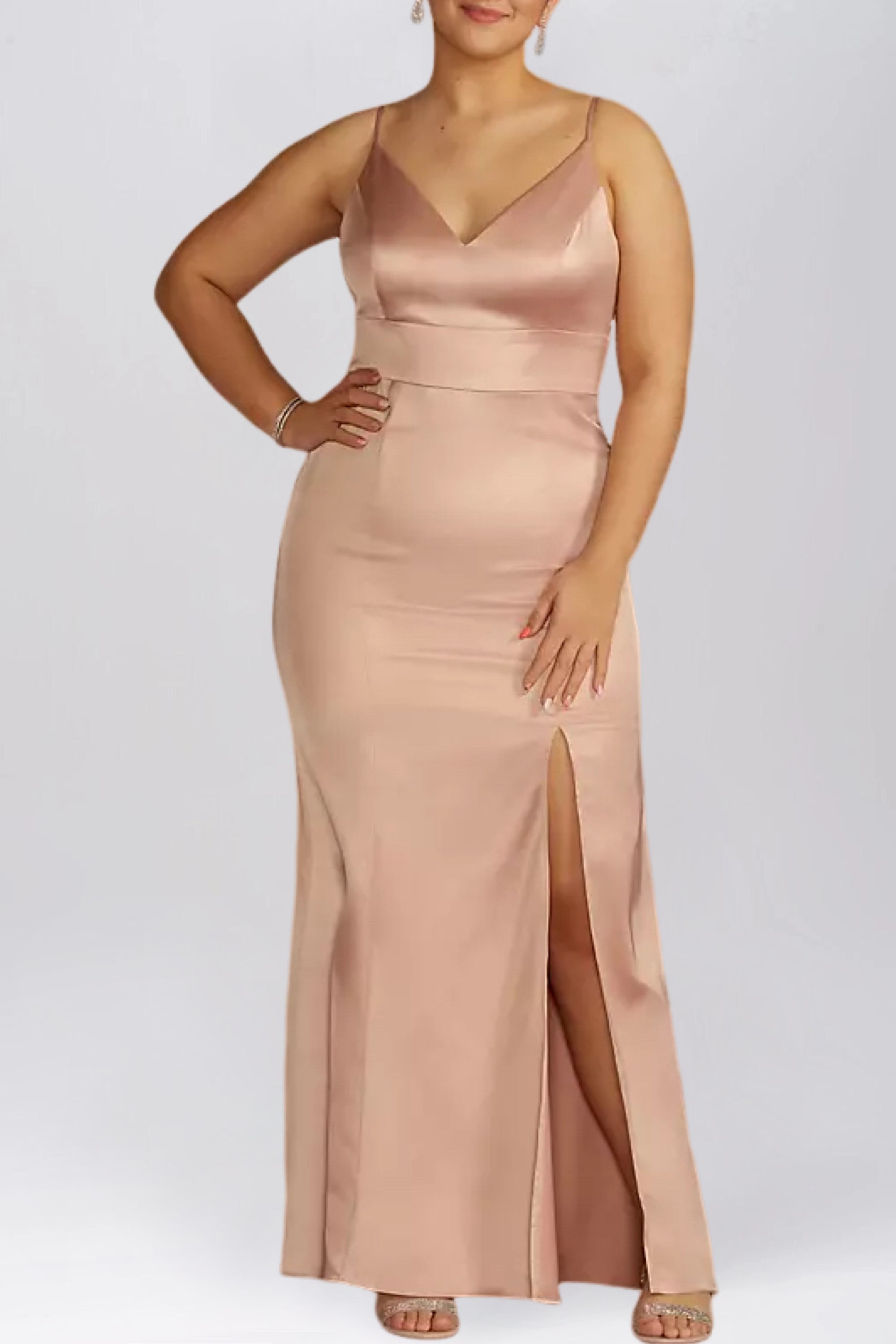 Stretch Satin One Shoulder Sleeveless Bridesmaid Dress| Plus Size | 60+ Colors