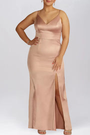Stretch Satin One Shoulder Sleeveless Bridesmaid Dress| Plus Size | 60+ Colors