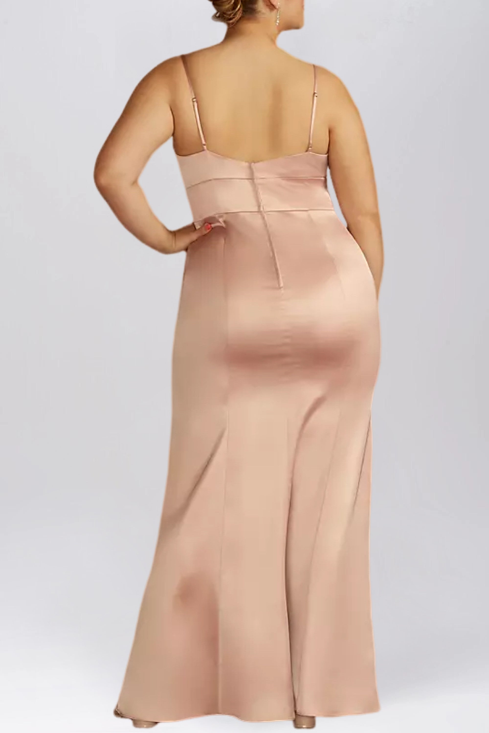 Stretch Satin One Shoulder Sleeveless Bridesmaid Dress| Plus Size | 60+ Colors