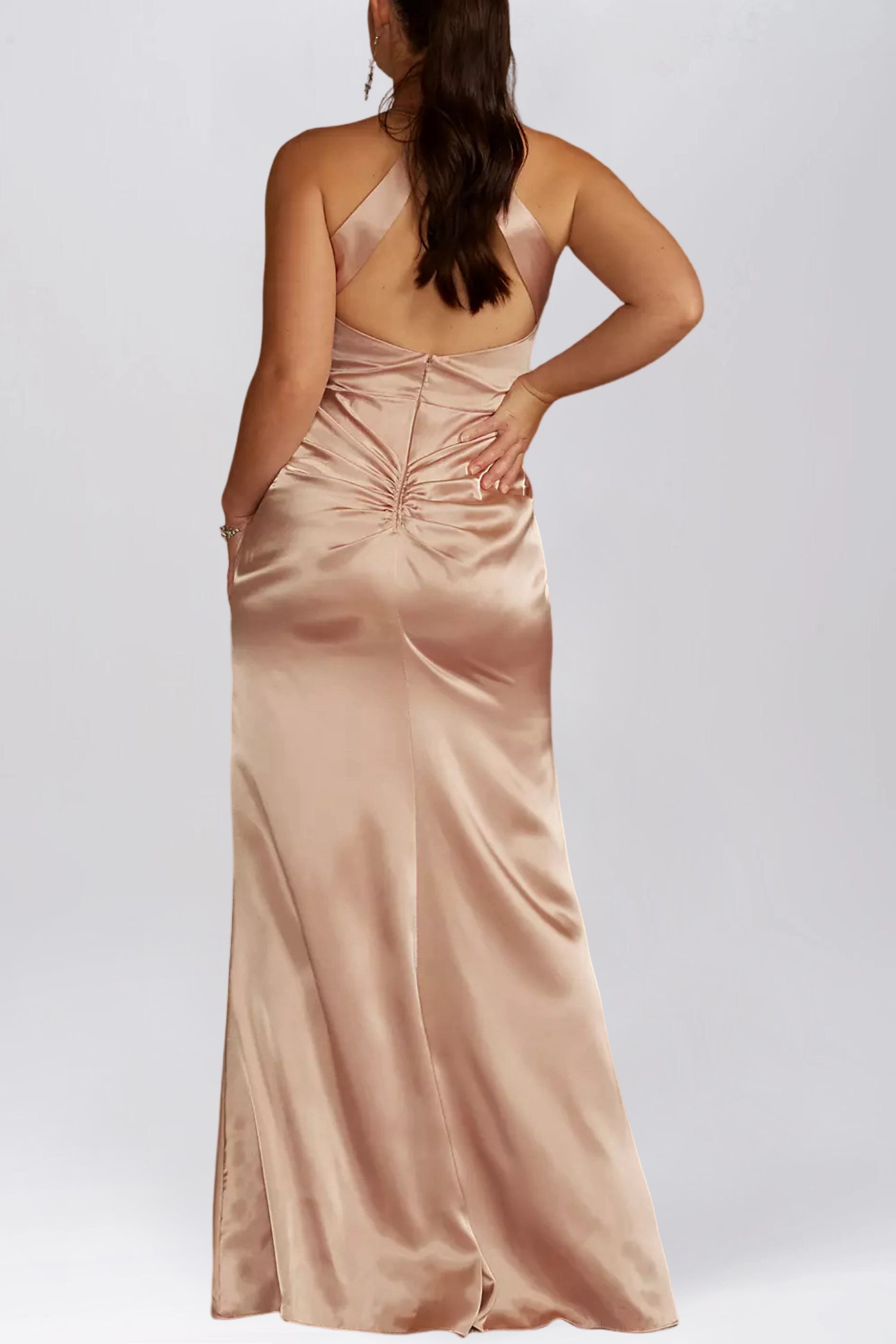 Stretch Satin One Shoulder Sleeveless Bridesmaid Dress| Plus Size | 60+ Colors