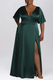 Stretch Satin One Shoulder Sleeveless Bridesmaid Dress| Plus Size | 60+ Colors