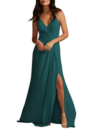 Chiffon A-Line V-Neck Sleeveless Bridesmaid Dress-B19806