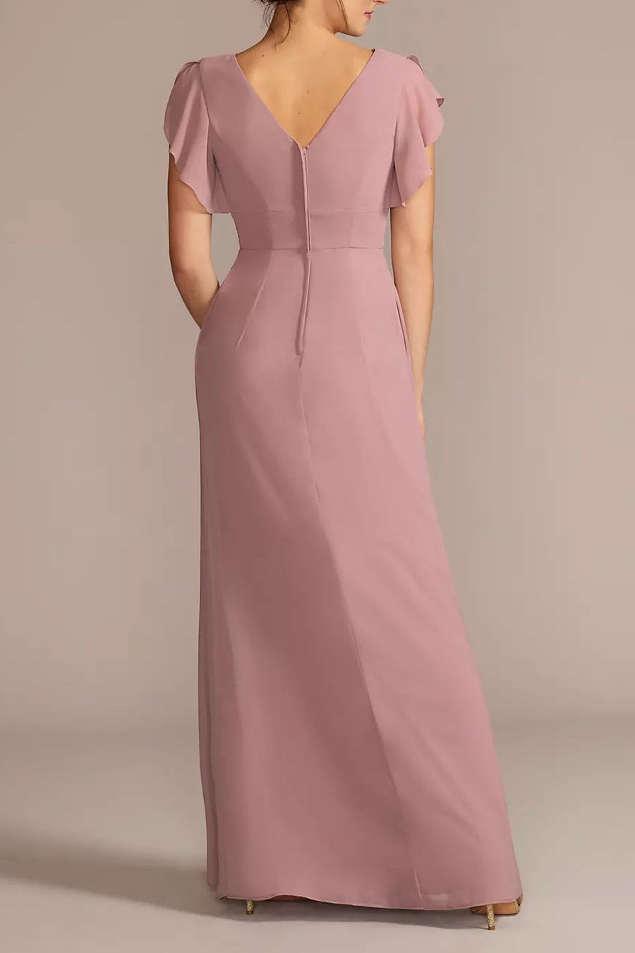 Chiffon V-Neck Sleeveless Bridesmaid Dress| Plus Size | 60+ Colors