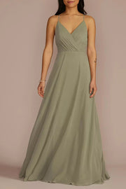 Chiffon V-Neck Sleeveless Bridesmaid Dress| Plus Size | 60+ Colors