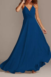 Chiffon A-Line V-Neck Sleeveless Bridesmaid Dress-B19808