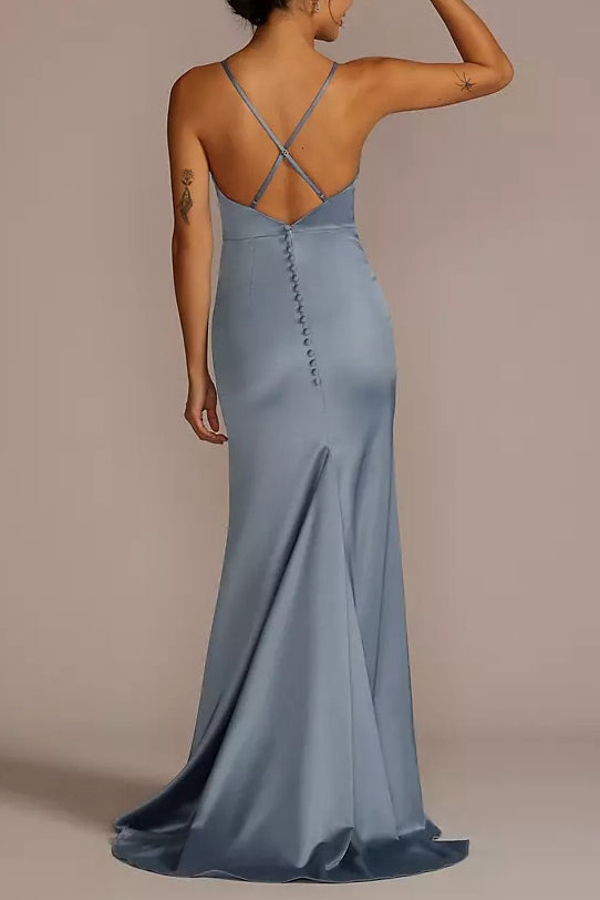 Stretch Satin One Shoulder Sleeveless Bridesmaid Dress| Plus Size | 60+ Colors