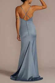 Stretch Satin One Shoulder Sleeveless Bridesmaid Dress| Plus Size | 60+ Colors