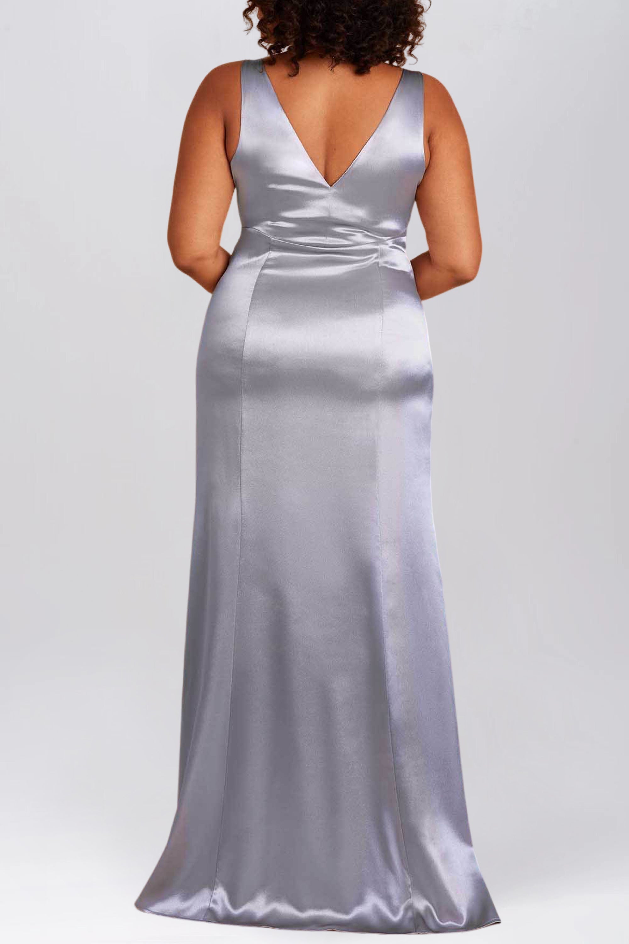 Stretch Satin One Shoulder Sleeveless Bridesmaid Dress| Plus Size | 60+ Colors