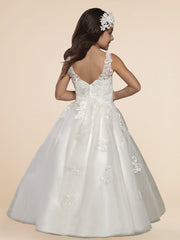 Lace A-Line V-Neck Sleeveless Flower Girl Dress-B500002