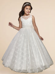 Lace A-Line Scoop Neck Sleeveless Flower Girl Dress-B500004