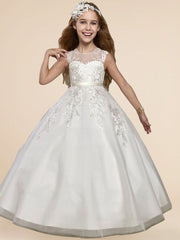 Lace A-Line Scoop Neck Sleeveless Flower Girl Dress-B500005