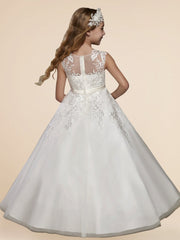 Lace A-Line Scoop Neck Sleeveless Flower Girl Dress-B500005