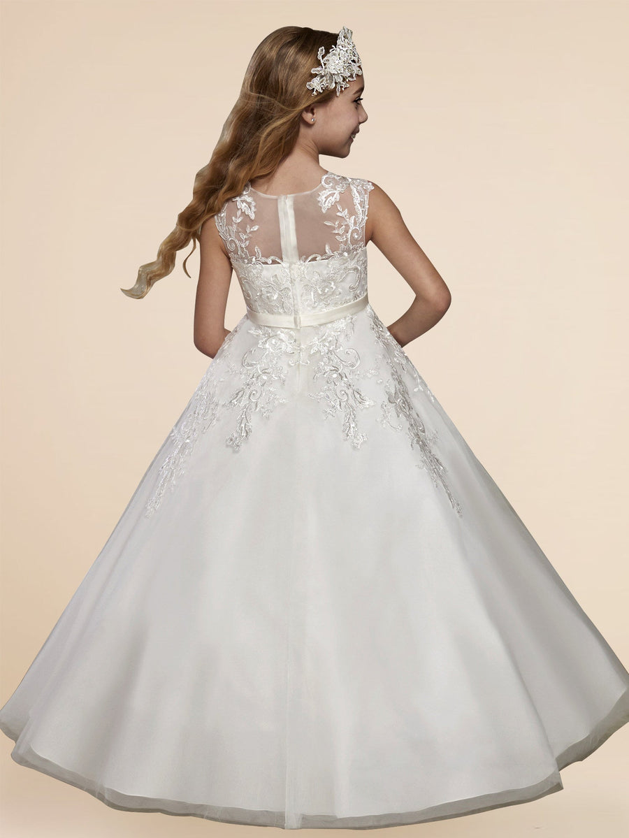 Lace A-Line Scoop Neck Sleeveless Flower Girl Dress-B500005