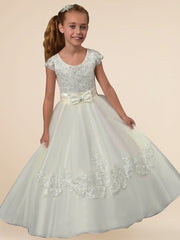 Lace A-Line Scoop Neck Sleeveless Flower Girl Dress-B500006