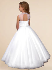 Lace A-Line Scoop Neck Sleeveless Flower Girl Dress-B500008