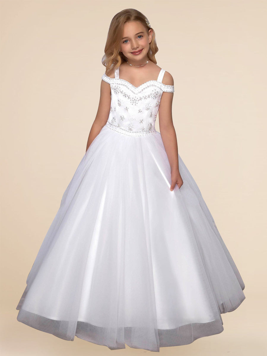 Lace A-Line Spaghetti Straps Sleeveless Flower Girl Dress-B500009