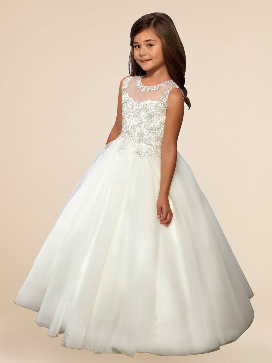 Lace A-Line Scoop Neck Sleeveless Flower Girl Dress-B500010
