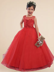 Lace A-Line Scoop Neck Sleeveless Flower Girl Dress-B500016
