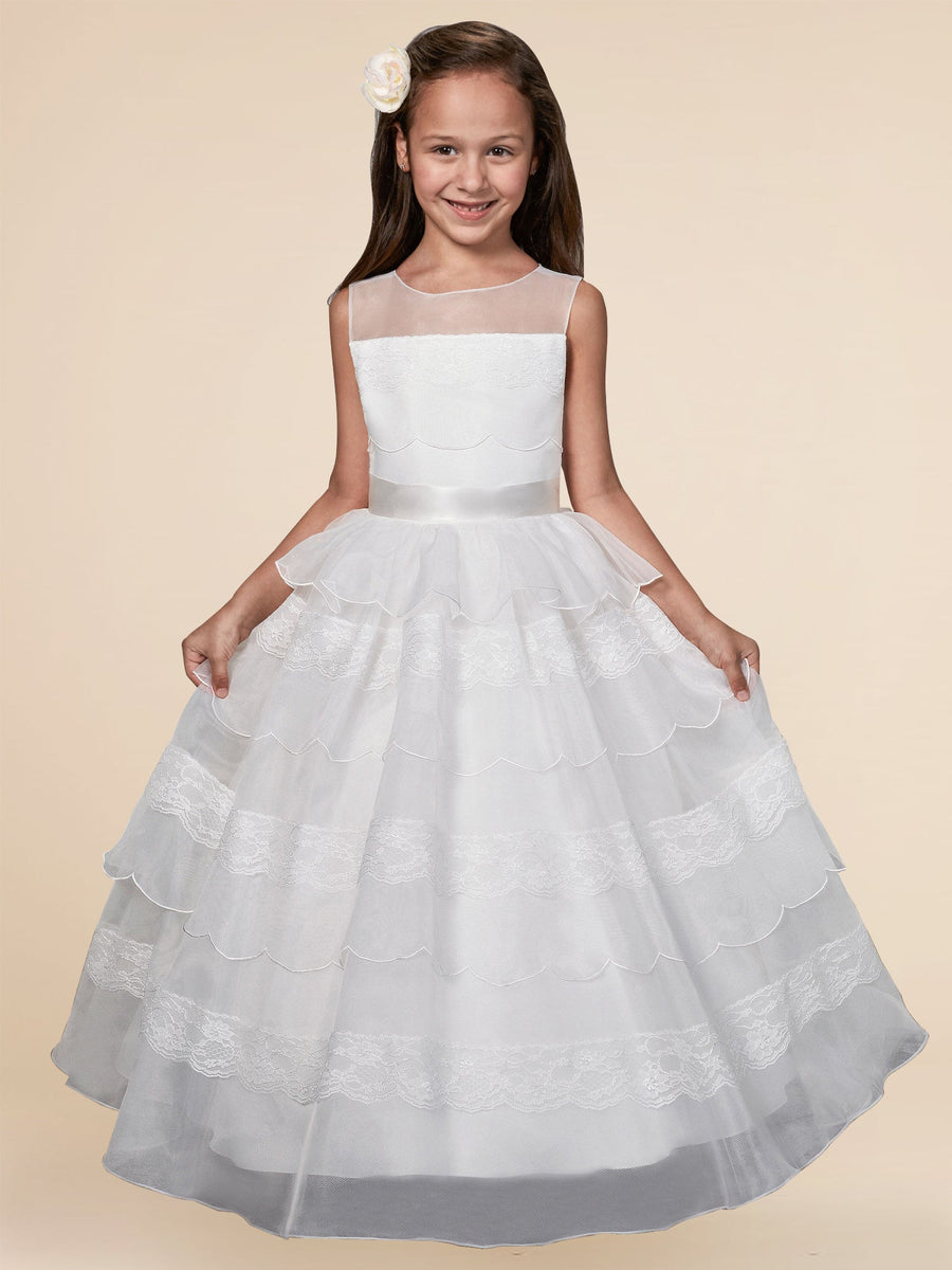 Lace A-Line Scoop Neck Sleeveless Flower Girl Dress-B500017