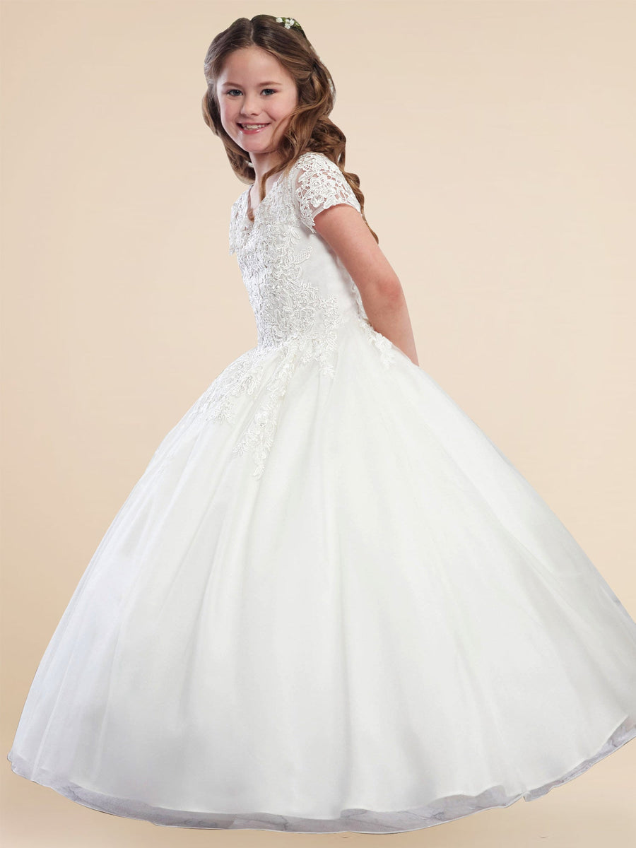 Lace A-Line Scoop Neck Sleeveless Flower Girl Dress-B500018