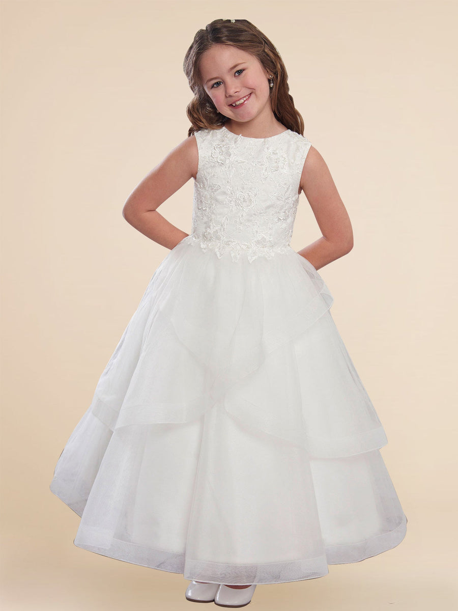 Lace A-Line Scoop Neck Sleeveless Flower Girl Dress-B500019