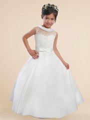 Lace A-Line Scoop Neck Sleeveless Flower Girl Dress-B500020