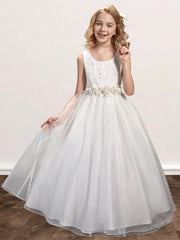 Lace A-Line Scoop Neck Sleeveless Flower Girl Dress-B500021