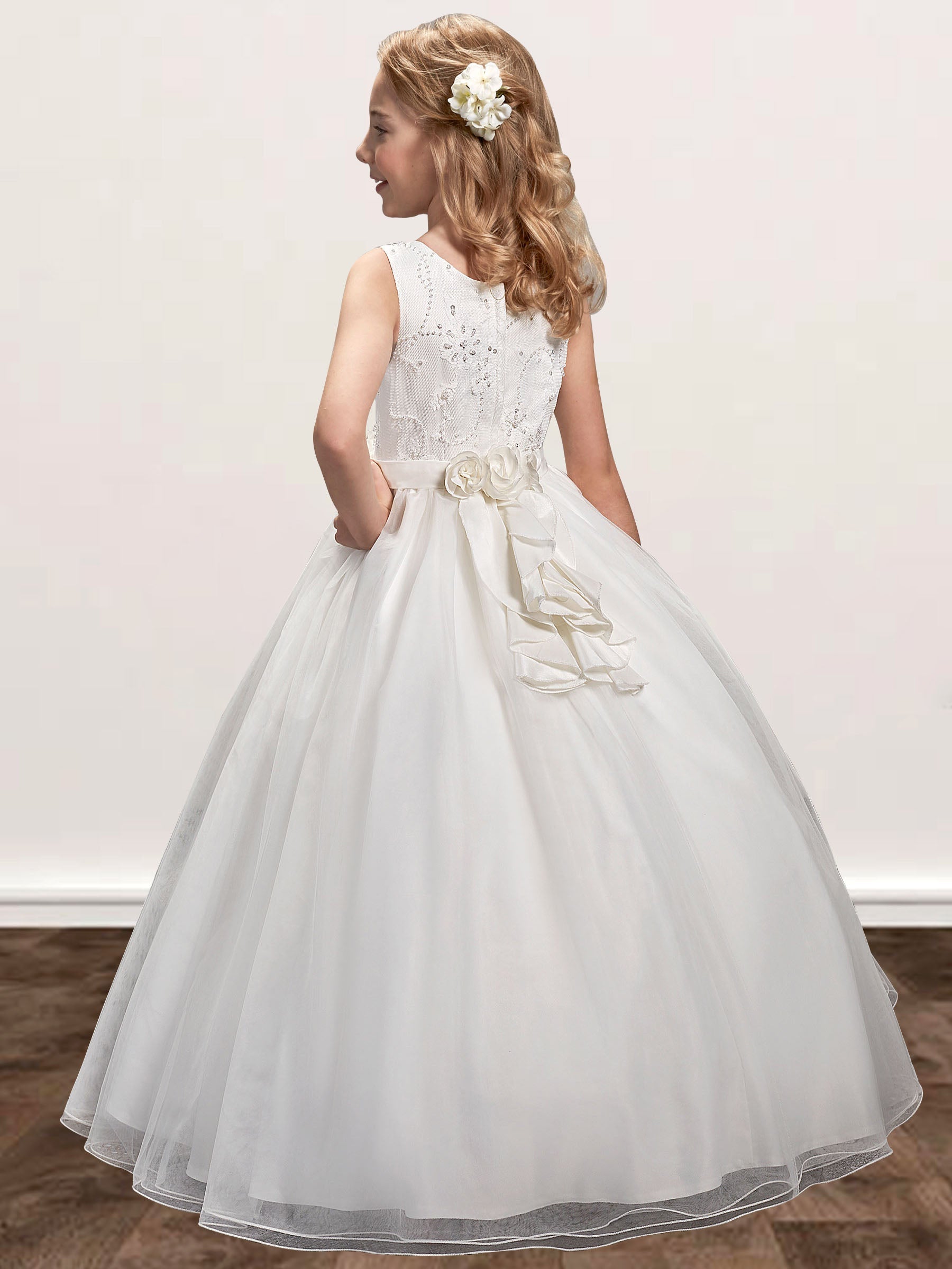 Lace A-Line Scoop Neck Sleeveless Flower Girl Dress-B500021