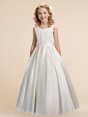 Lace A-Line Scoop Neck Sleeveless Flower Girl Dress-B500022