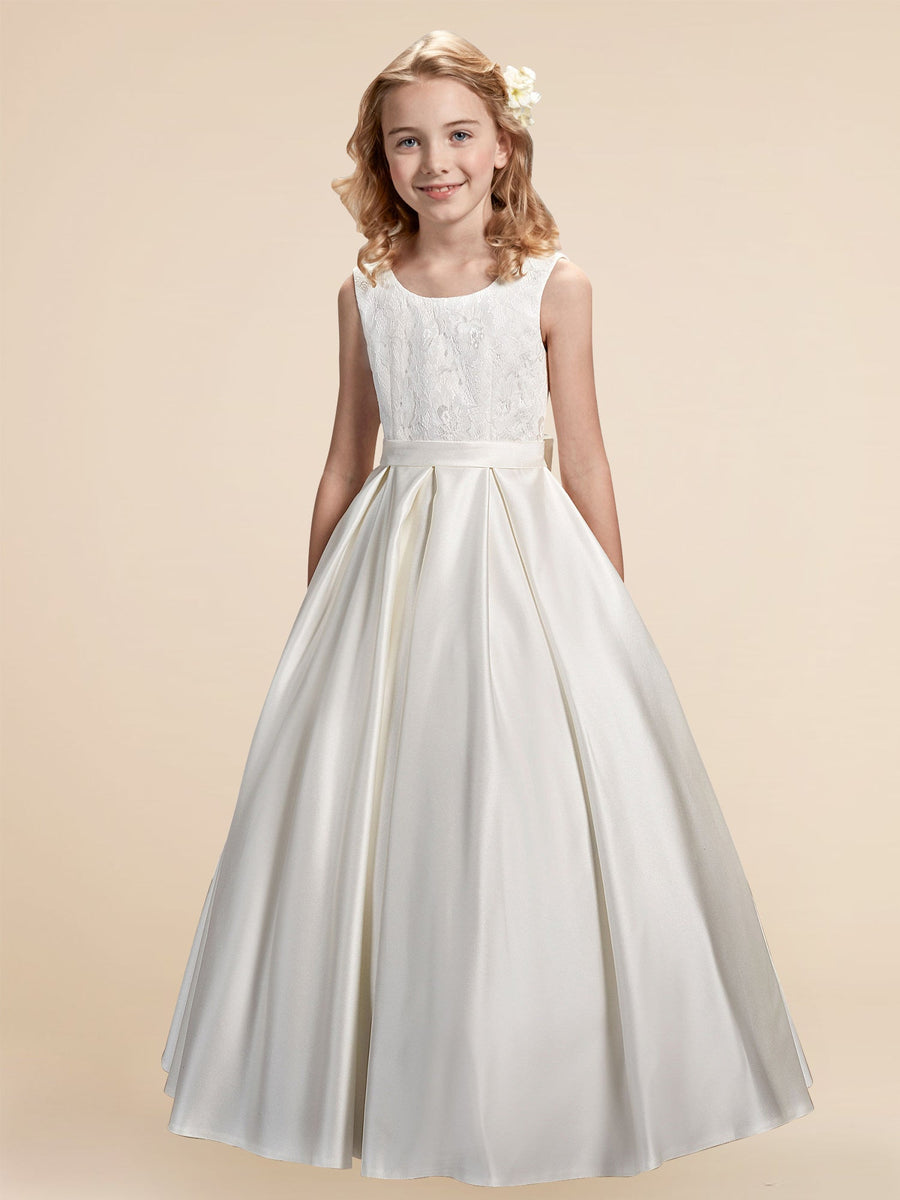 Lace A-Line Scoop Neck Sleeveless Flower Girl Dress-B500022