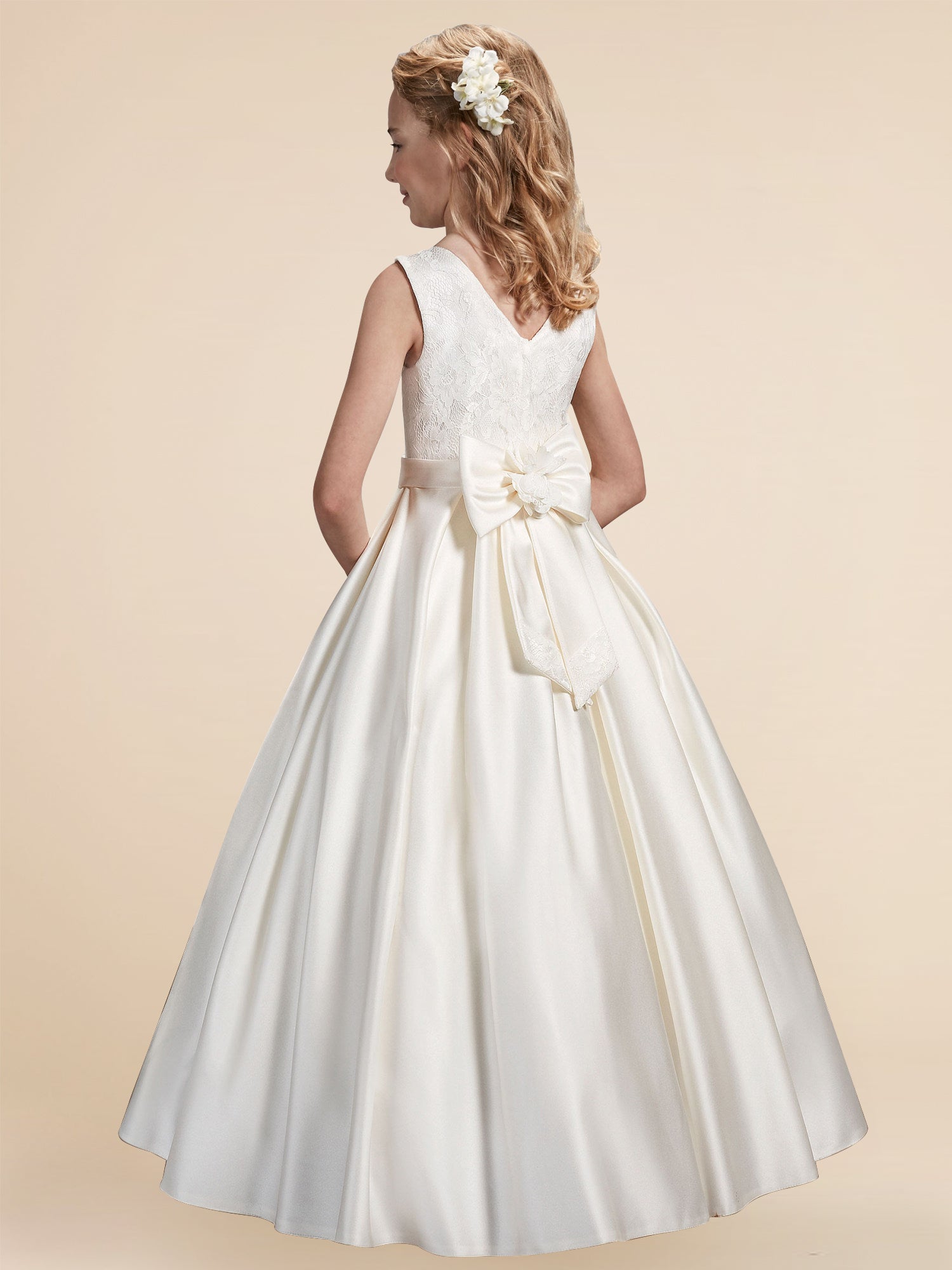 Lace A-Line Scoop Neck Sleeveless Flower Girl Dress-B500022