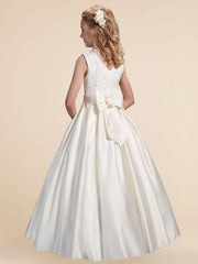 Lace A-Line Scoop Neck Sleeveless Flower Girl Dress-B500022