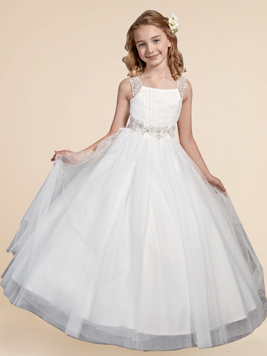 Lace A-Line Bateau/Boat Sleeveless Flower Girl Dress-B500024