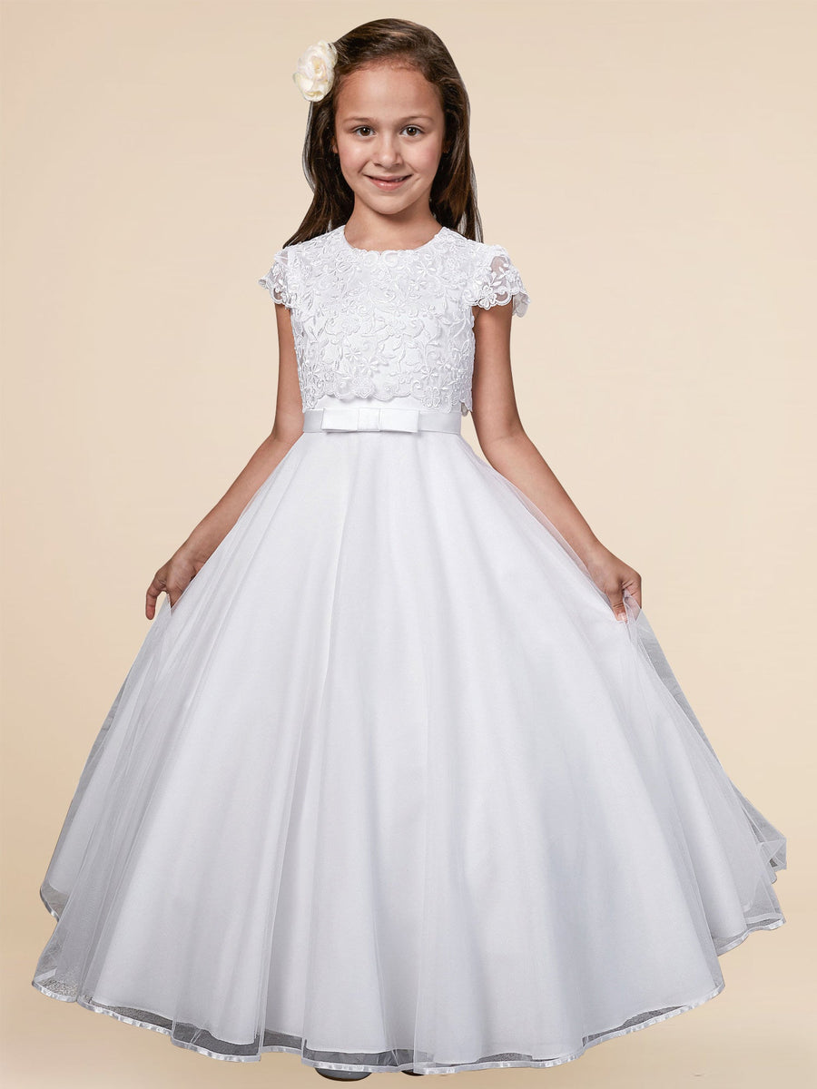 Lace A-Line Scoop Neck Sleeveless Flower Girl Dress-B500025