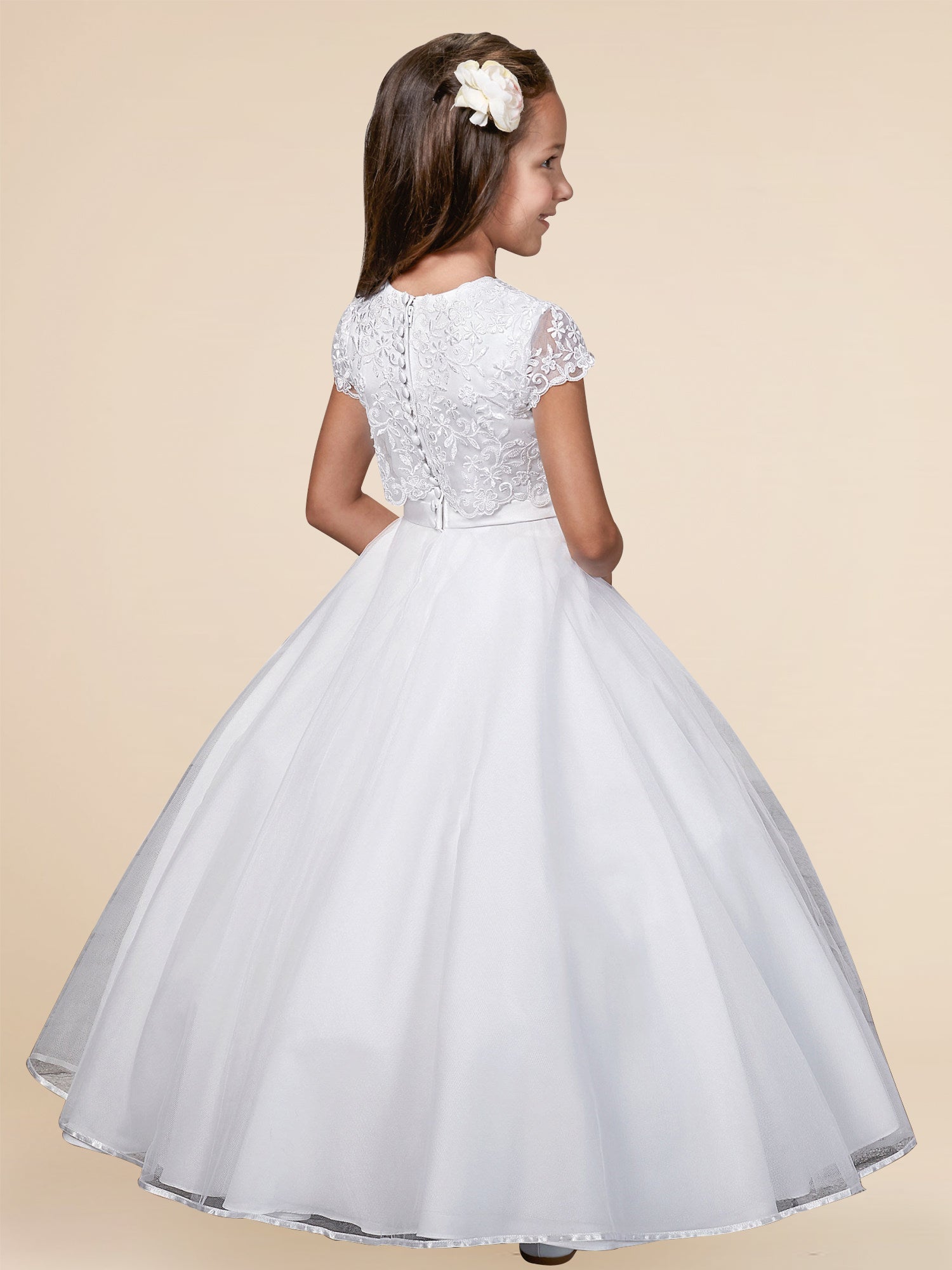 Lace A-Line Scoop Neck Sleeveless Flower Girl Dress-B500025