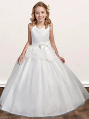 Lace A-Line Scoop Neck Sleeveless Flower Girl Dress-B500026