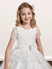 Lace A-Line Scoop Neck Sleeveless Flower Girl Dress-B500026